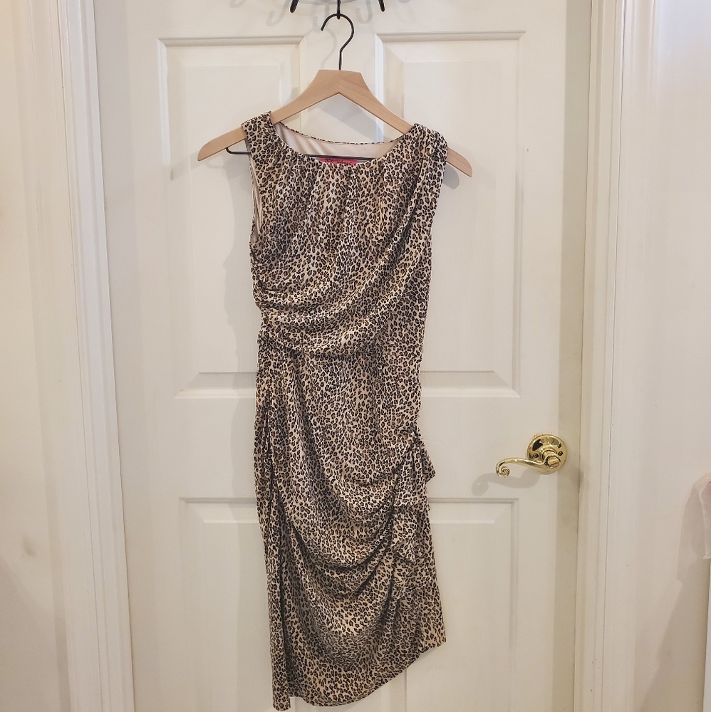 Betsey Johnson:cheetah print ruched dress size 2